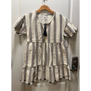 DRA los angeles Gianna dress black & gold stripe BOHO Dress size S NWT$168